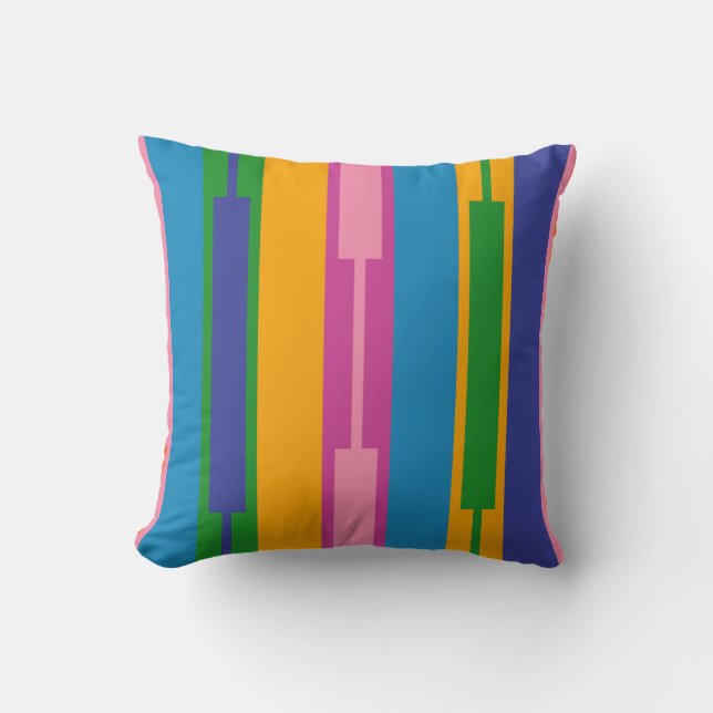 Colourful Bold Geo Chain Geometric Block Stripes Throw Pillow (Front)