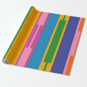 Colourful Bold Geo Chain Geometric Block Stripes Wrapping Paper