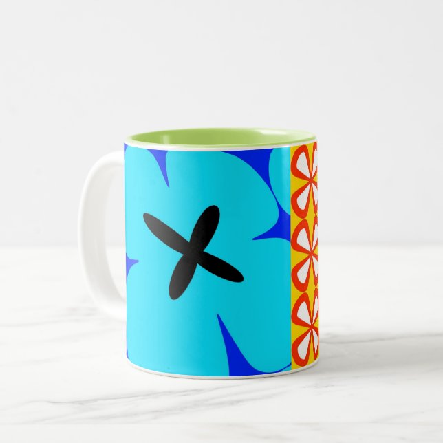 colourful bold graphic floral CaféOlé 11oz. mug (Front Left)