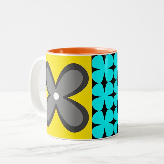 colourful bold graphic floral CaféOlé 11oz. mug (Front Left)