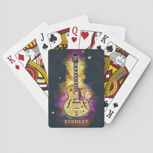 Colourful Bold Guitar Abstract Painting Playing Cards (Back)