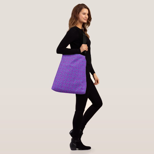 Colourful Bold Jewel Tone Abstract Truchet Pattern Crossbody Bag (On Model)