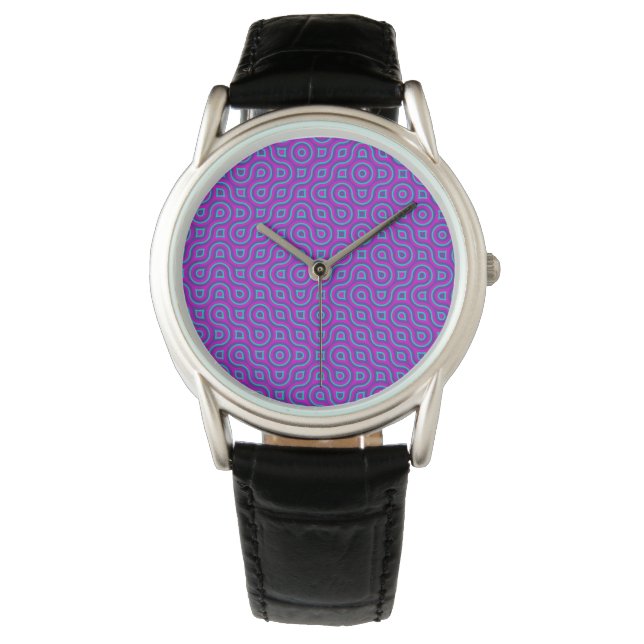 Colourful Bold Jewel Tone Abstract Truchet Pattern Watch (Front)