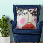 Colourful Bold Lip Quirky Eyes Collage Art Graffit Throw Pillow<br><div class="desc">Show off your flair for decorating with this colourful accent pillow designed using my original, collage style artwork featuring bold red lips and quirky eyes and with pops of neon pink, black and white designs, purple, blue, and a bit of a graffiti feel. It also looks great paired with my...</div>