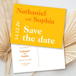 Colourful Bold Minimalist Typography Save the Date Postcard