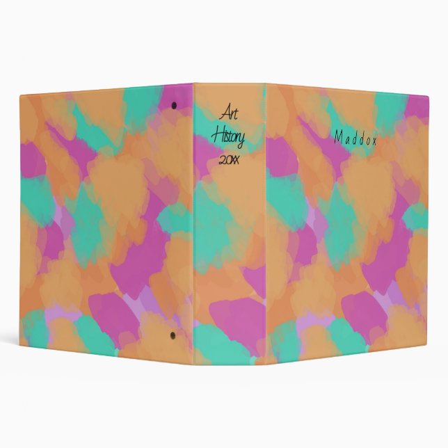Colourful Bold Modern Artist Pattern + Custom Name Binder (Background)