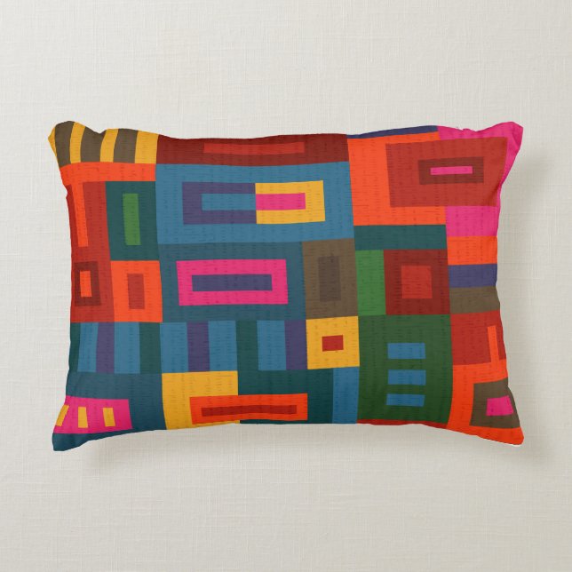 Colourful Bold Pattern Accent Pillow (Front)