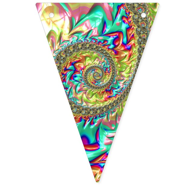 Colourful Bold Vibrant Groovy Trippy Fractal Spira Bunting Flags (First Flag)
