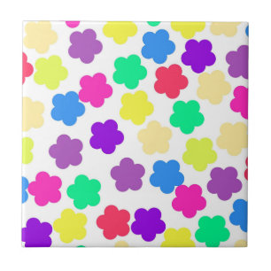 Colourful Bold Y2K Wildflower Vibrant Spring Decor Tile