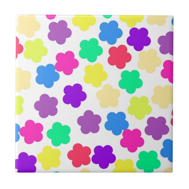 Colourful Bold Y2K Wildflower Vibrant Spring Decor Tile (Front)