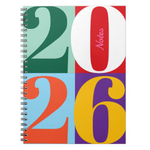 Colourful Bold Year Blocks Custom Title Notebook