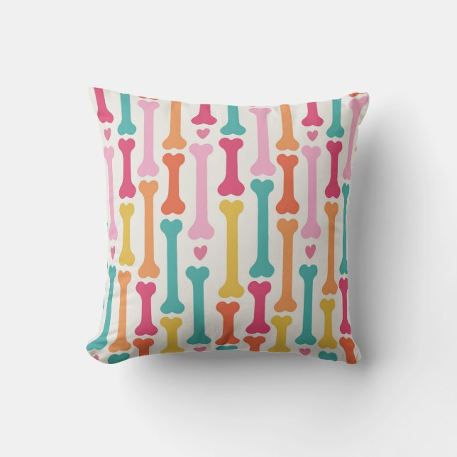 Colourful Bone Pattern Throw Pillow (Front)