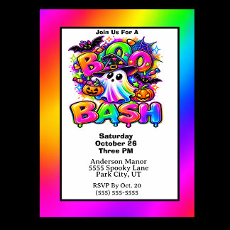 Colourful Boo Bash Halloween Party Invitation