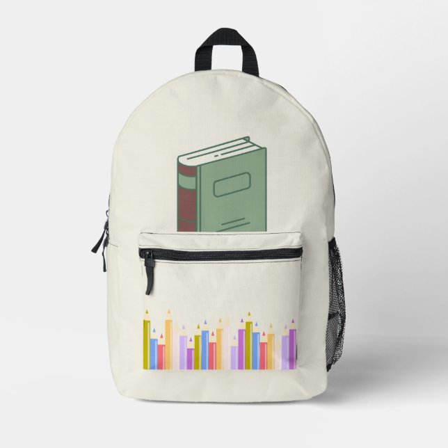 Colourful Books & Pencils Back to School Backpack  (Front)