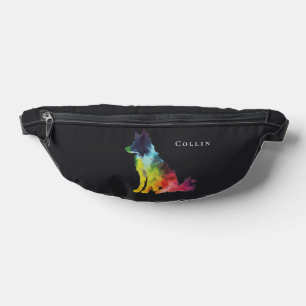 Colourful Border Collie Dog Custom Text & Name Fanny Pack
