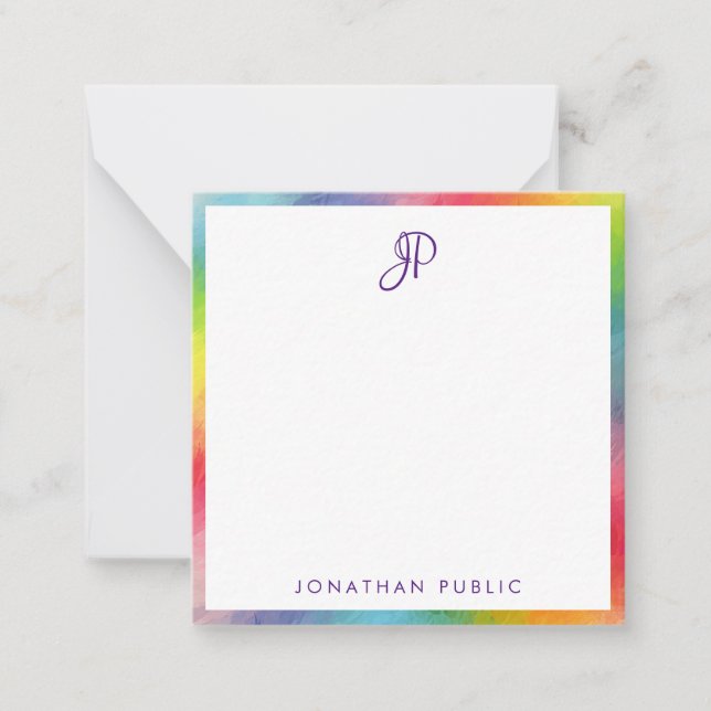 Colourful Border Handwritten Monogram Template (Front)