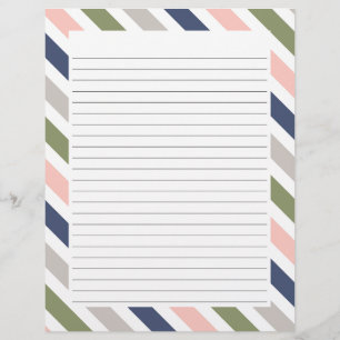 Colourful Border Striped Letter Paper with Lines