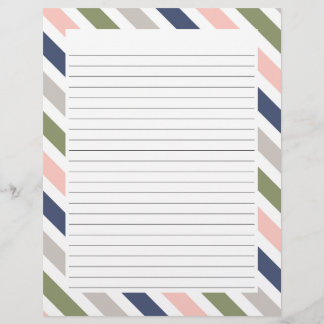 Colourful Border Striped Letter Paper with Lines