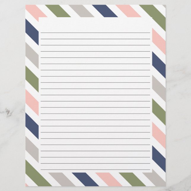 Colourful Border Striped Letter Paper with Lines (Front)