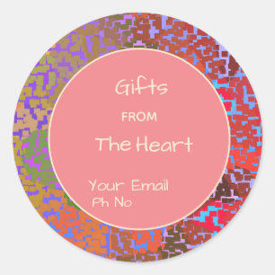 Colourful border with Peach Centre Gift Sticker