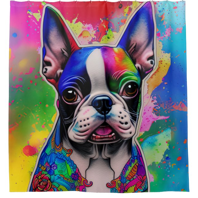 Colourful Boston Terrier Paint Splashes (Front)