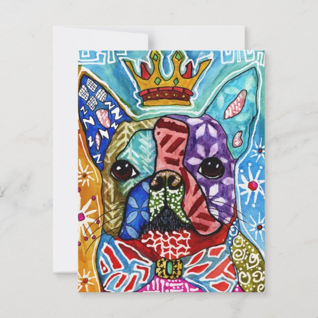 Colourful Boston Terrier Pop Art Note Card (Front)