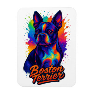Colourful Boston Terrier Pop Art Portrait Magnet