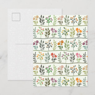 Colourful Botanic Rhapsody Floral Silhouette Postcard