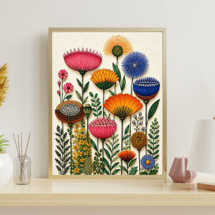 Colourful Botanical Art Floral Garden Illustration Poster