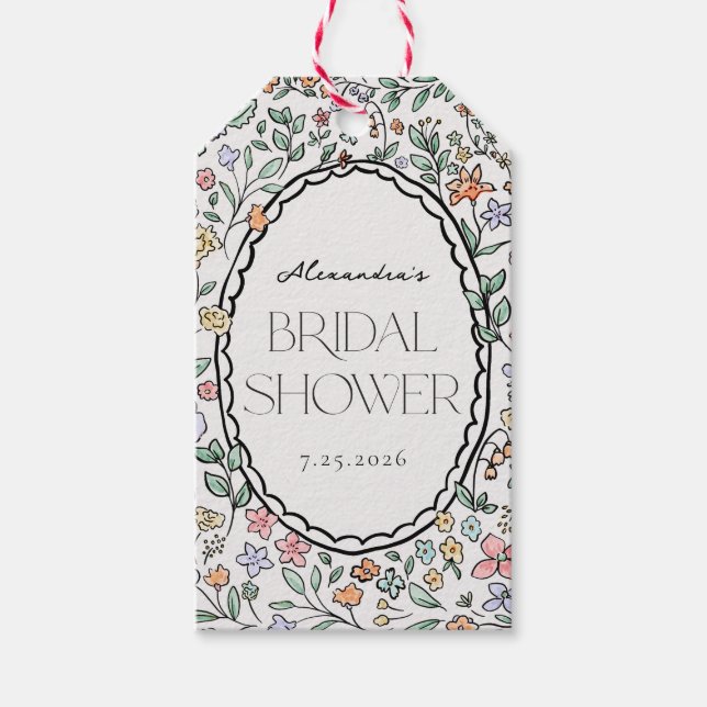 Colourful Botanical Bridal Shower Favour Tags (Front)