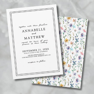 Colourful Botanical Elegant Wildflower Wedding Invitation