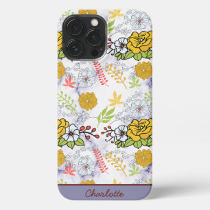 Colourful botanical floral pattern personalized iPhone 13 pro max case