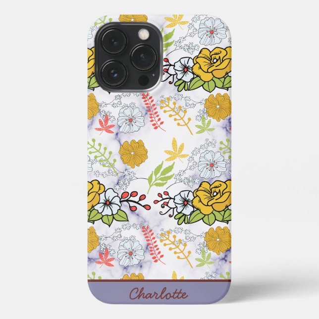 Colourful botanical floral pattern personalized iPhone case (Back)