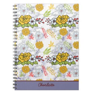 Colourful botanical floral pattern personalized notebook