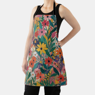 Colourful Botanical Floral Wall Art Apron