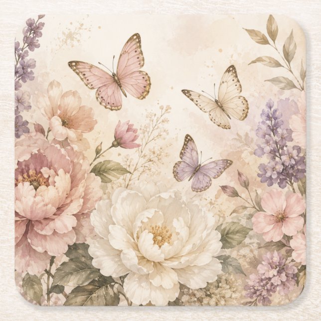 Colourful Botanical Garden Drink Coasters (Front)