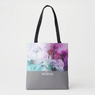 Colourful Botanical Garden Monogram Tote Bag