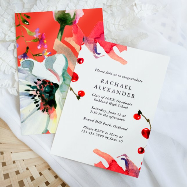 Colourful Botanical Graduation Party Invitation (Creator Uploaded)