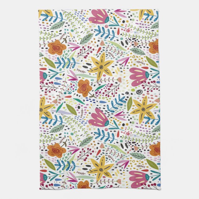 Colourful Botanical Kitchen Towel (Vertical)
