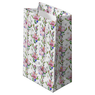 Colourful Botanical Pattern - Artistic Flora  Small Gift Bag