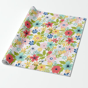 Colourful Botanical Pattern Wrapping Paper