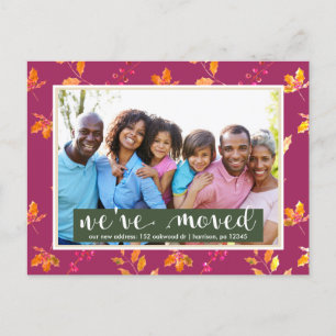 Colourful Botanical Photo Change of Address Announcement Postcard