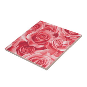 Colourful Botanical Rose Tiles  For Cozy Interior