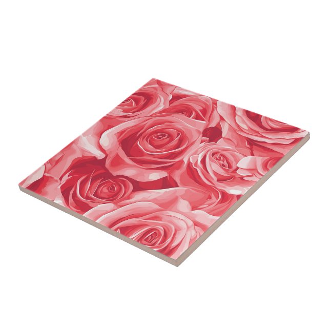 Colourful Botanical Rose Tiles  For Cozy Interior (Side)
