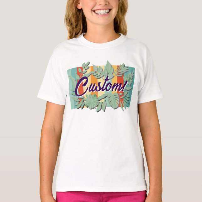 Colourful botanical vibrant text design T-Shirt (Front)