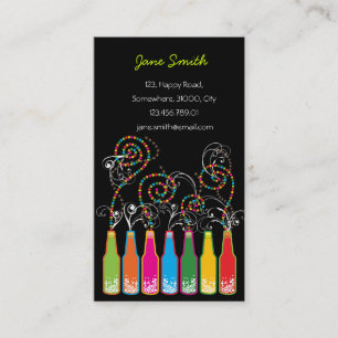 Colourful Bottles Bubbles Pop Fun Party Business Card