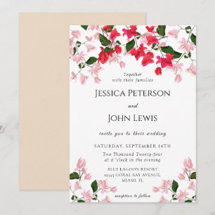 Colourful Bougainvillea Flower Wedding Invitation