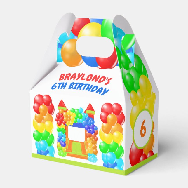 Colourful Bounce House Birthday Favor Box (Front Side)