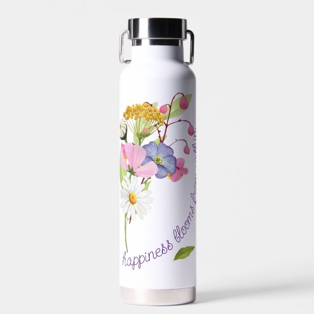 Colourful Bouquet Custom Water Bottle  (Front)