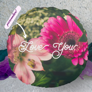  Colourful bouquet of flowers Round Pillow